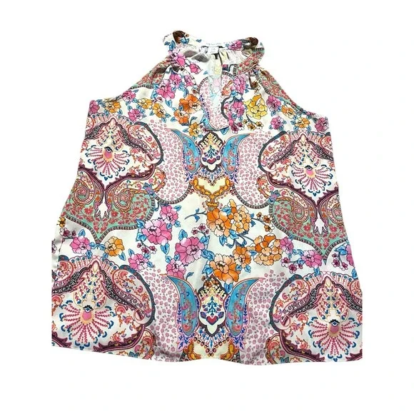 Tabitha Webb Womens Medium Halter Neck Paisley Floral Sleeveless Blouse Med - Picture 2 of 7